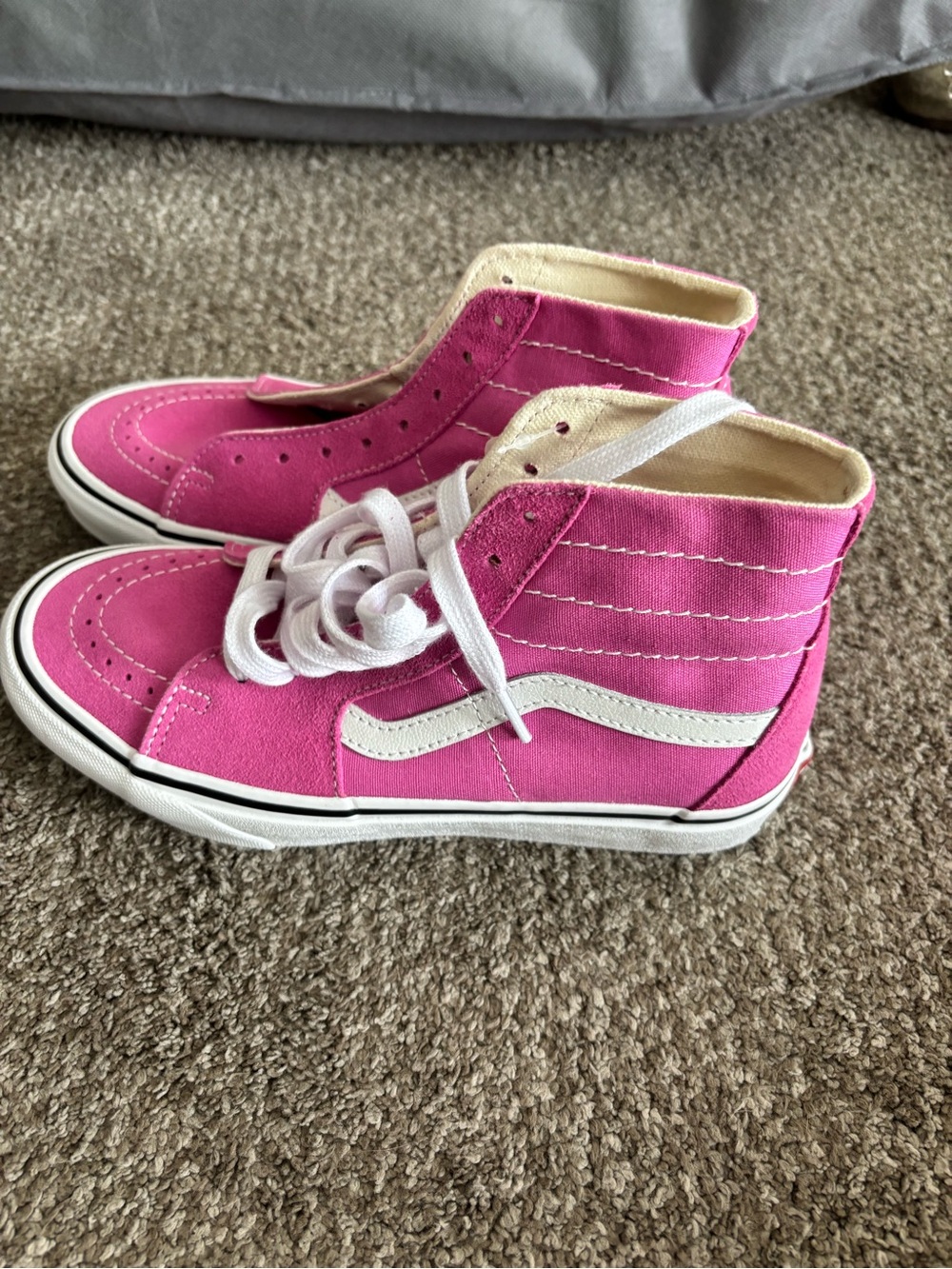 Vans Pink High-Top Sneakers with White Side Stripe